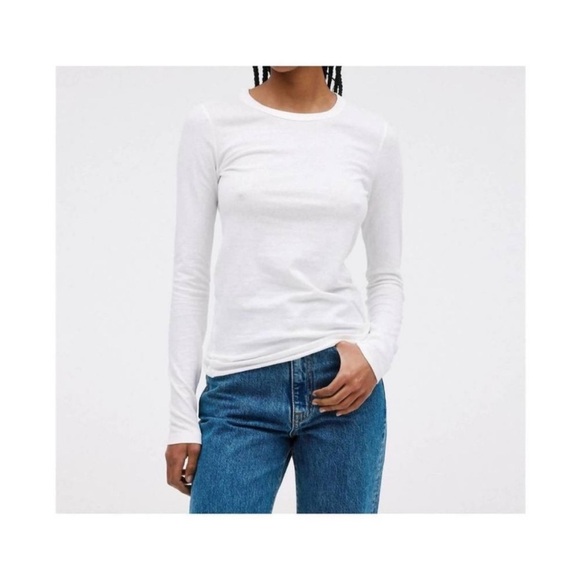 SLVRLAKE simple long sleeve tee in natural white size M 100% Cotton - Picture 1 of 5